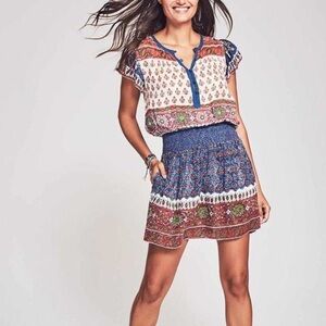 Boho Western Faherty Bemini Smocked Dress EUC Size S